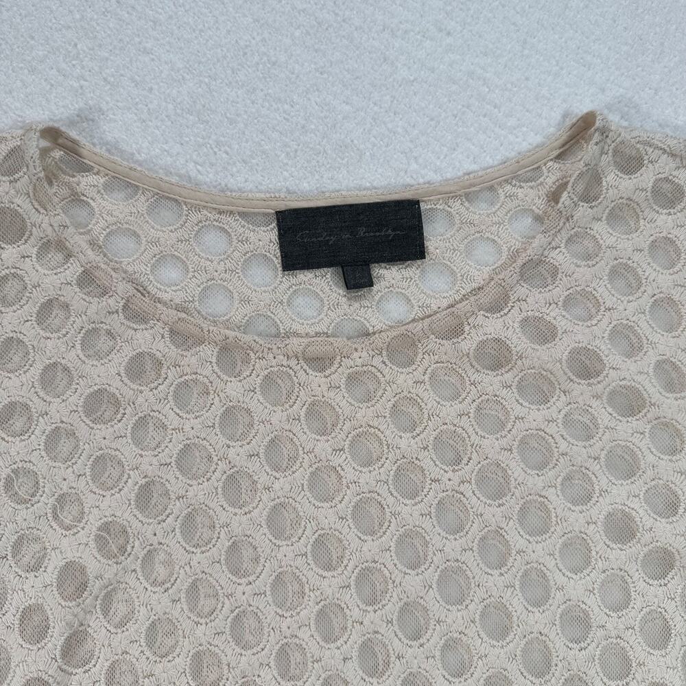 Sunday In Brooklyn Blouse Women Large Ivory Crochet Lace Sheer Top Anthropologie - Picture 2 of 7